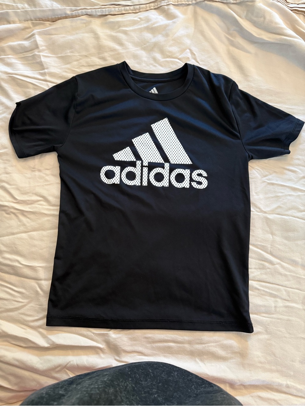 Adidas Youth Size Small 8 Black Performance Logo Athletic T-Shirt
